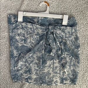 Shade & Shore Navy Botanical Tie-Front Skirt